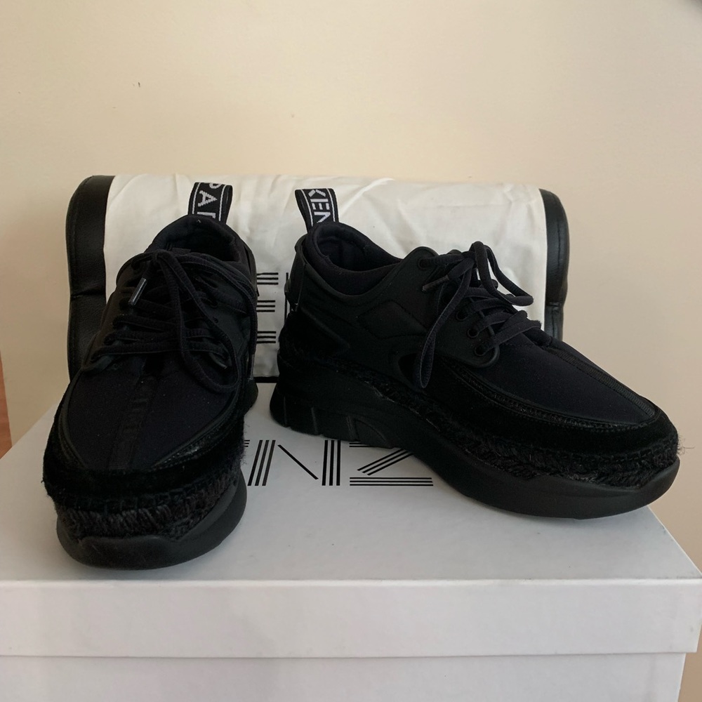 Kenzo K-Lastic Lace Espadrilles. Black. Size 37. Made in Spain.